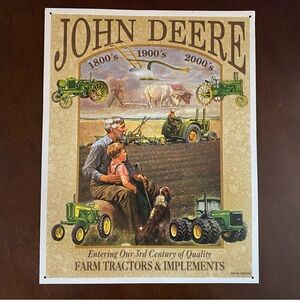 John Deere Vintage Farm Tractors Metal Wall Decor - Green and Brown